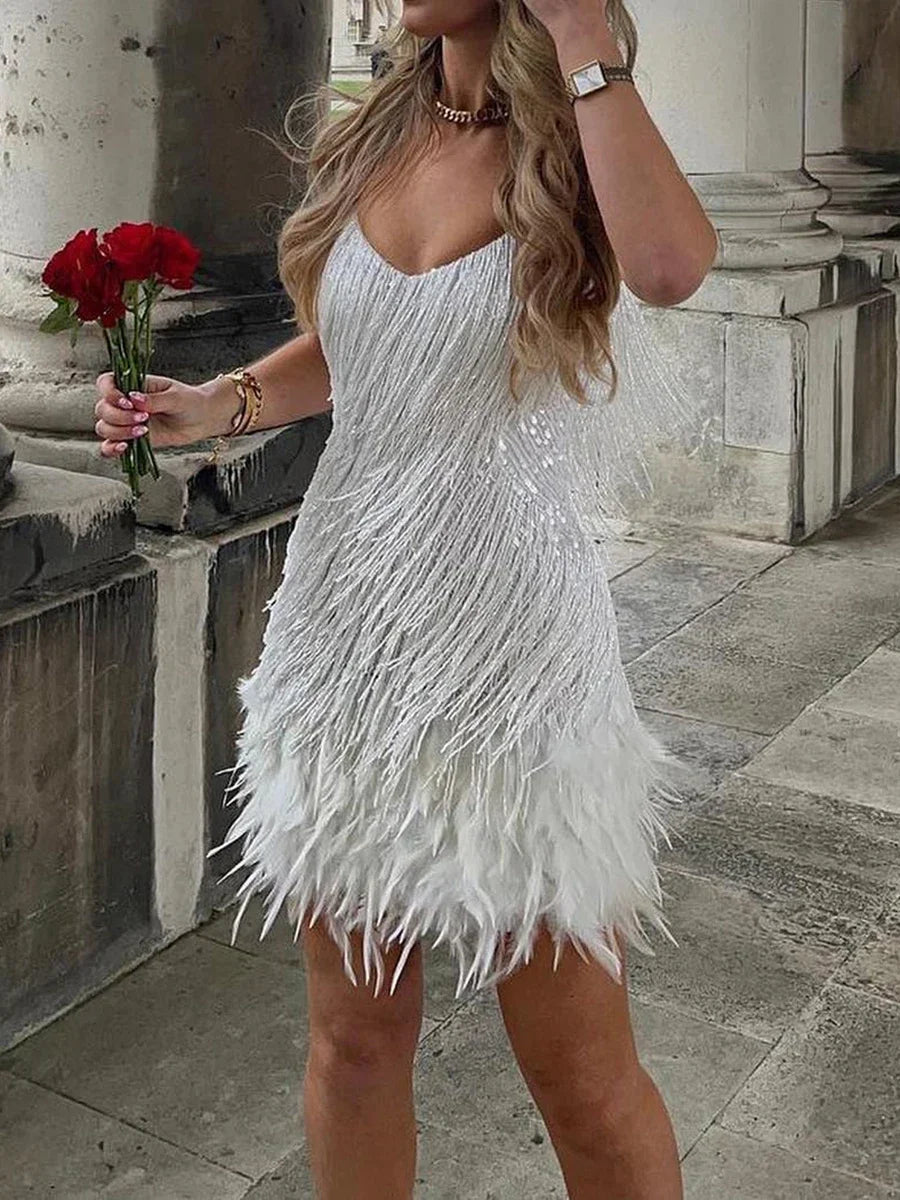 Cute Feather Mini Dress – Aether Melbourne